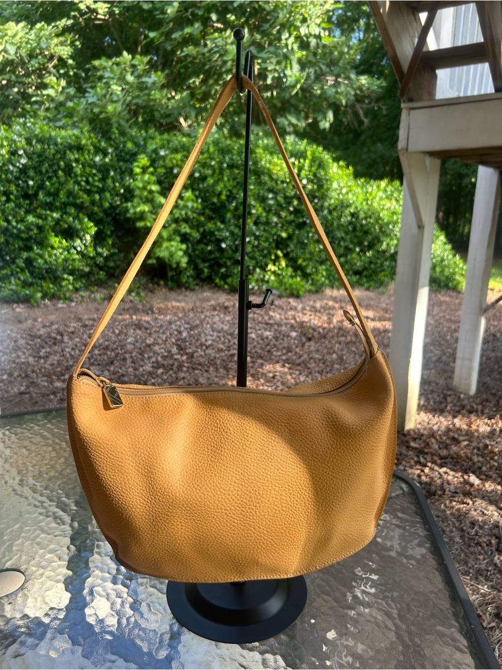 Furla Made in Italy Tan Pebbled Leather Hobo Shoulder Bag Zip Top